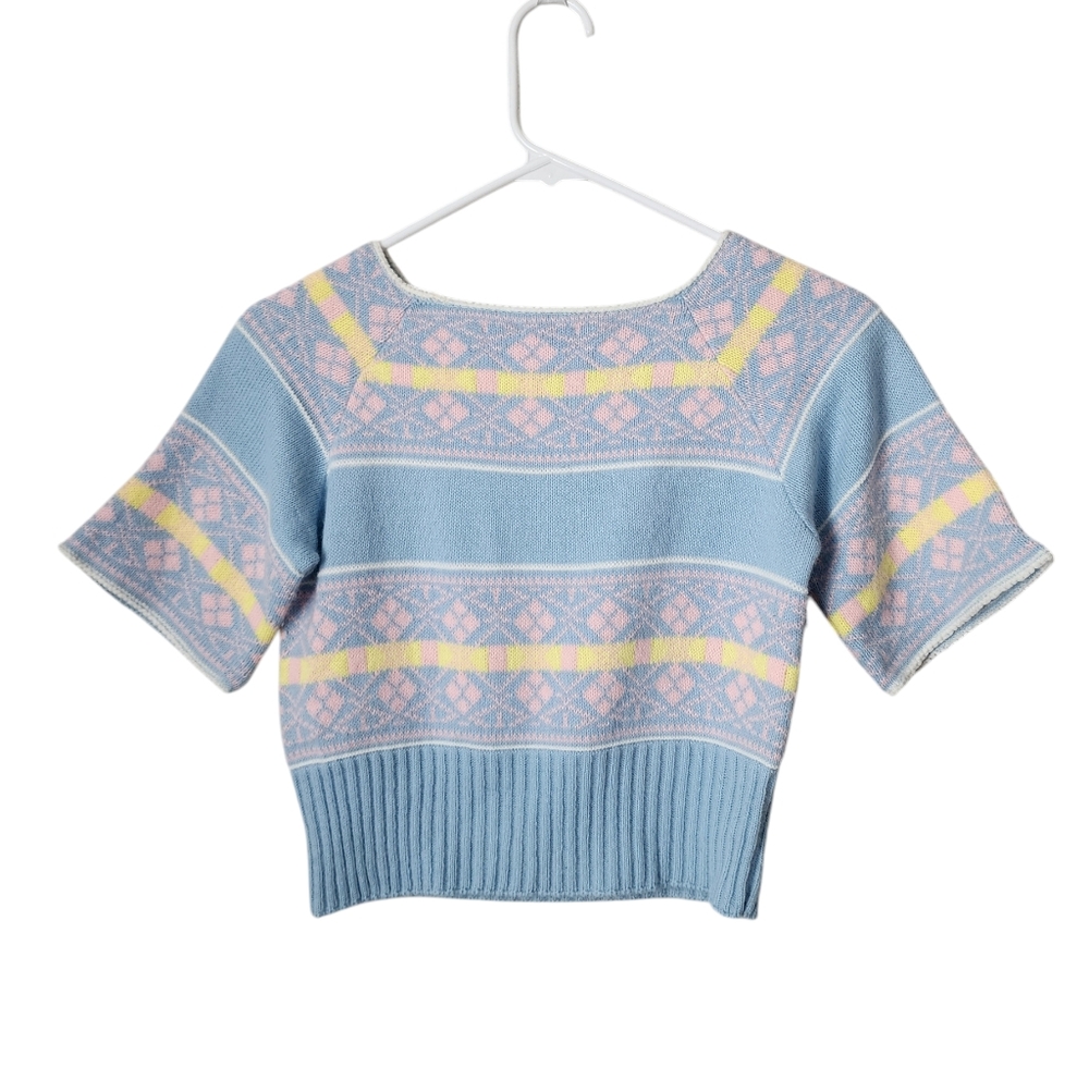 FOUR CORNERS x VINTAGE‎ 80s knit short sleeve sweater top